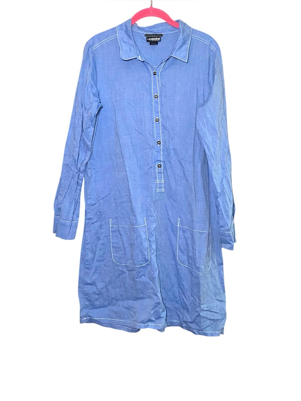 Velvet x A Pea In The Pod Blue Linen Blend Coastal Grandma Tunic Dress L